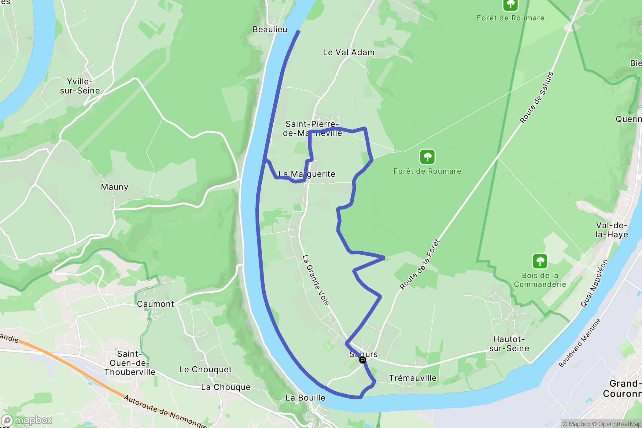 Sahurs : carte du parcours de randonnée - France
