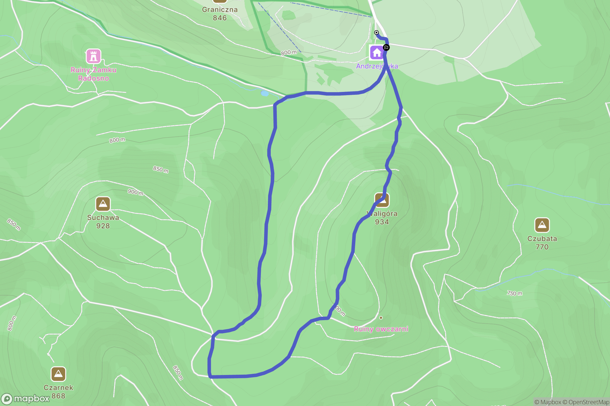 Rybnica Leśna: mapa trasy - Poland