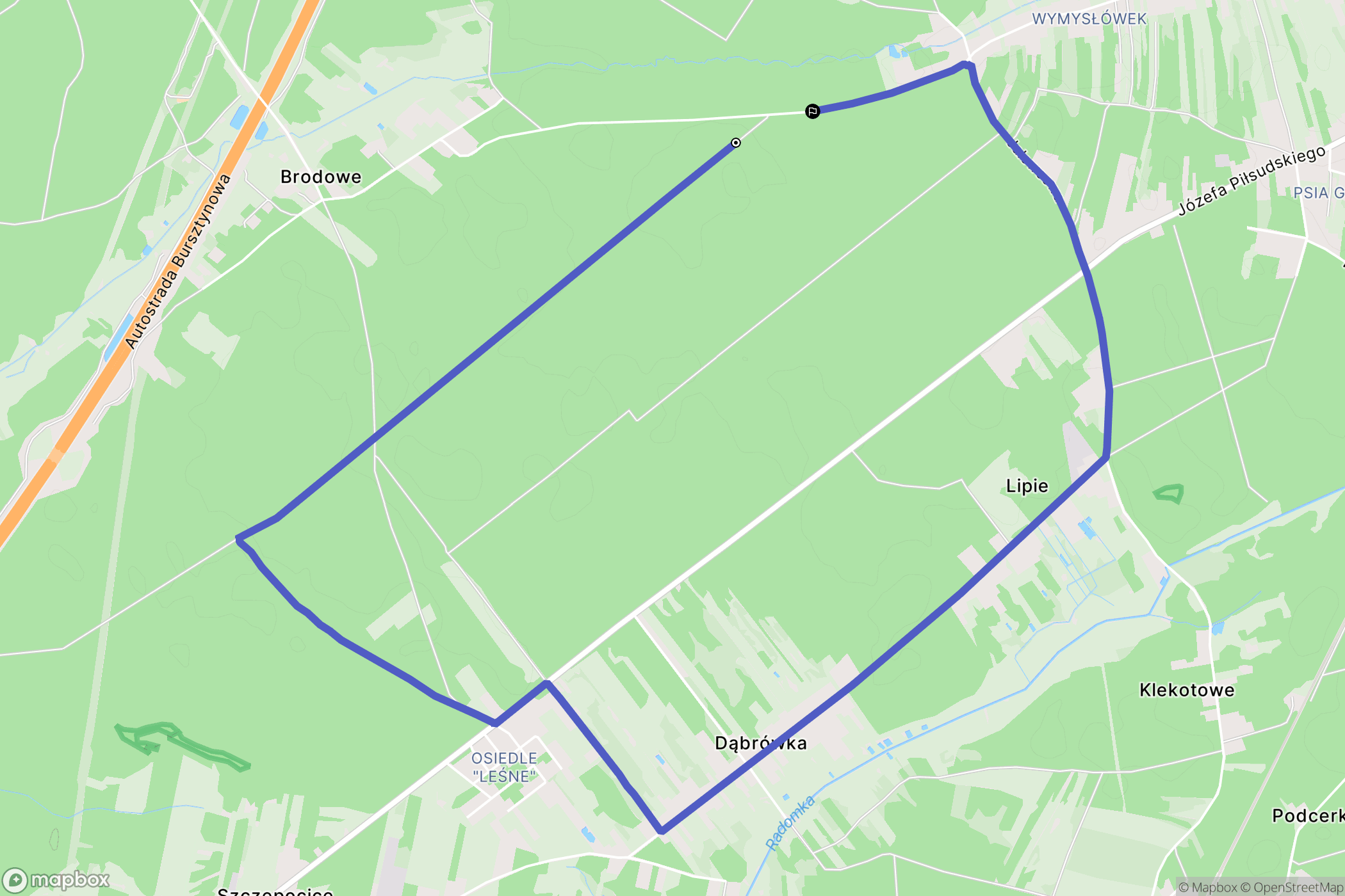 Radomsko: mapa trasy - Poland