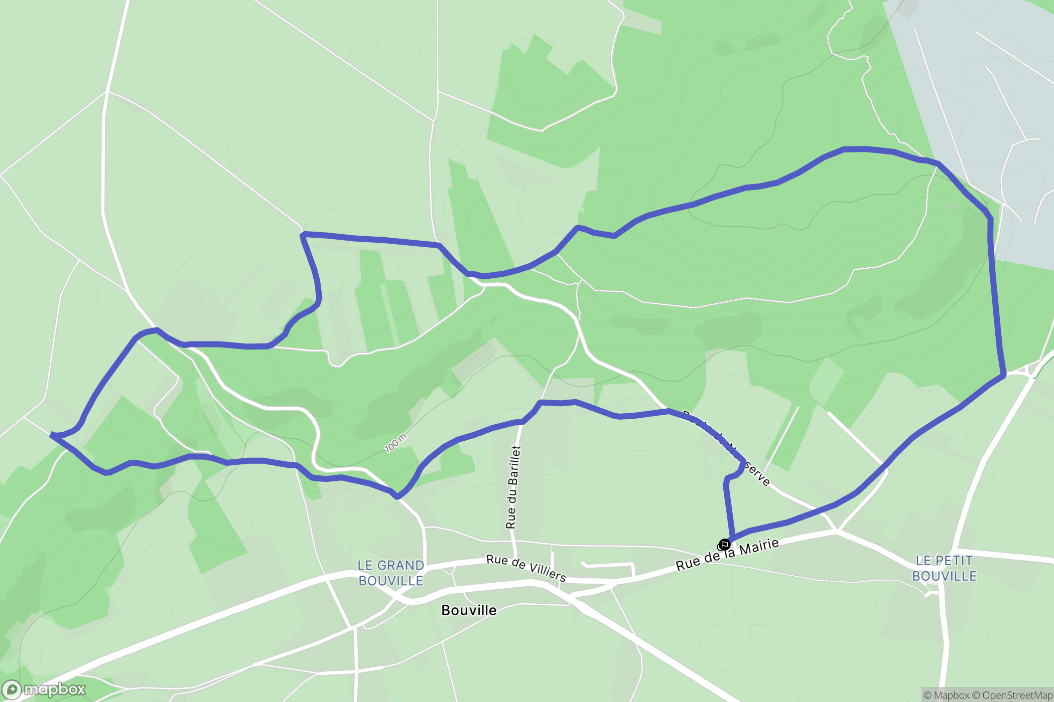 Bouville : carte du parcours de randonnée - France