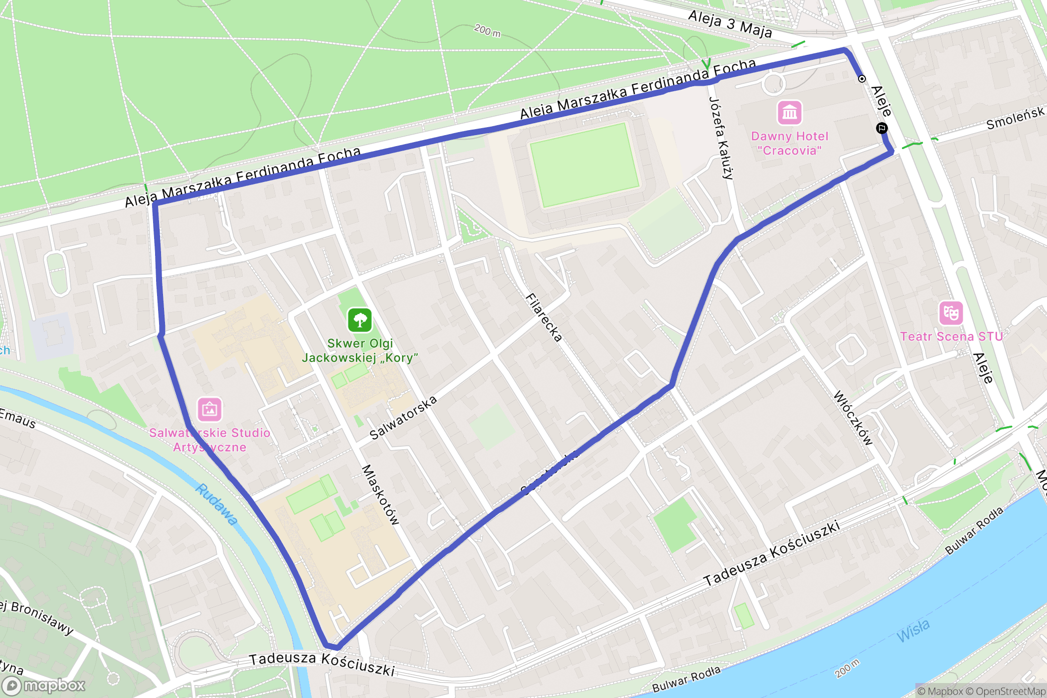 Kraków: mapa trasy - Poland
