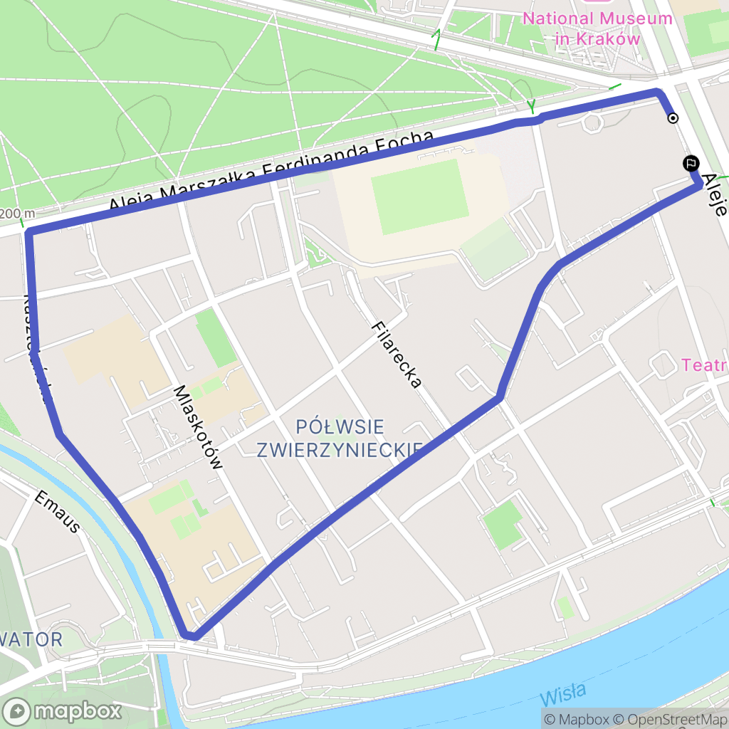 Kraków: mapa trasy - Poland