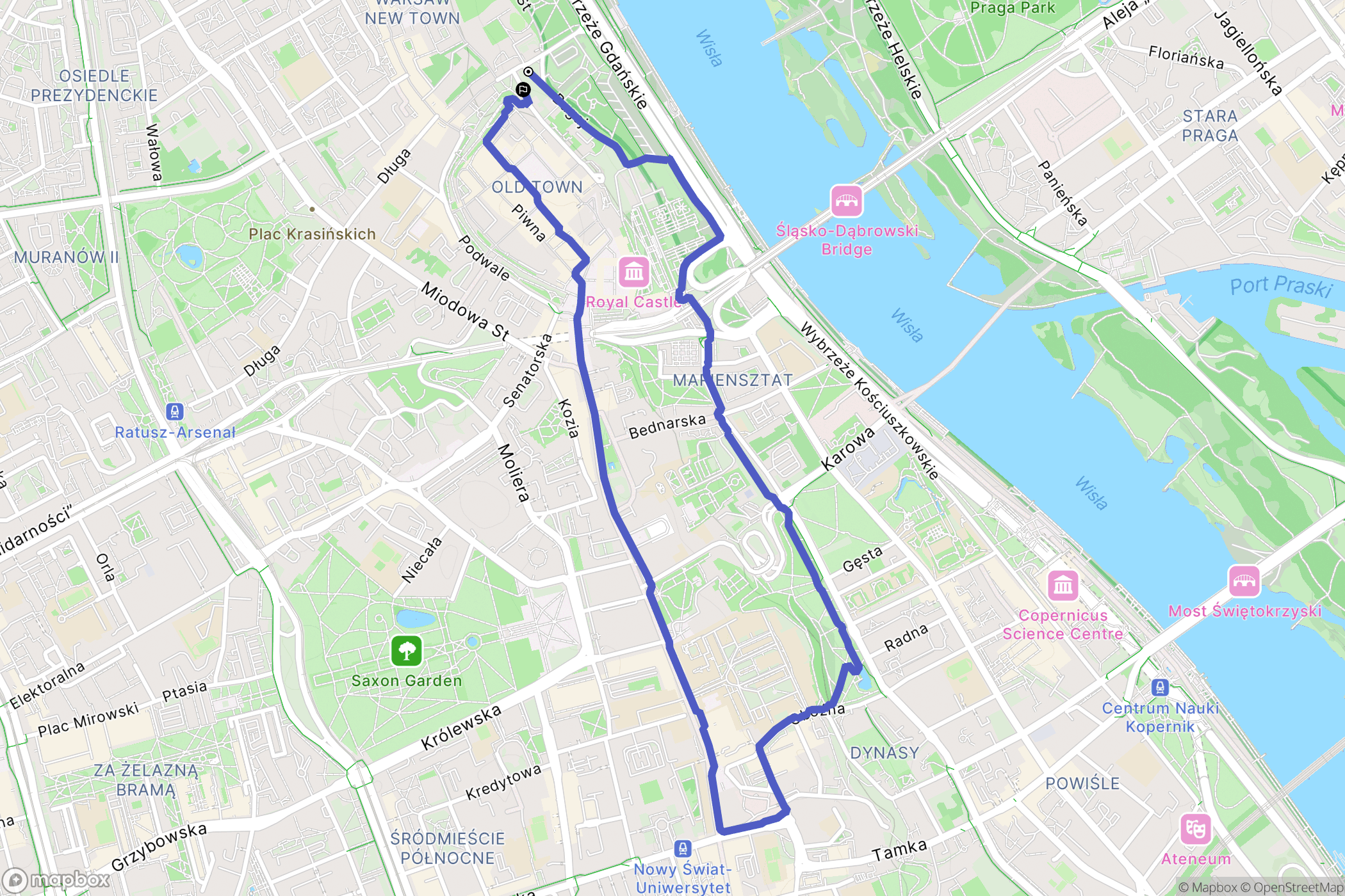 Warszawa: mapa trasy - Poland