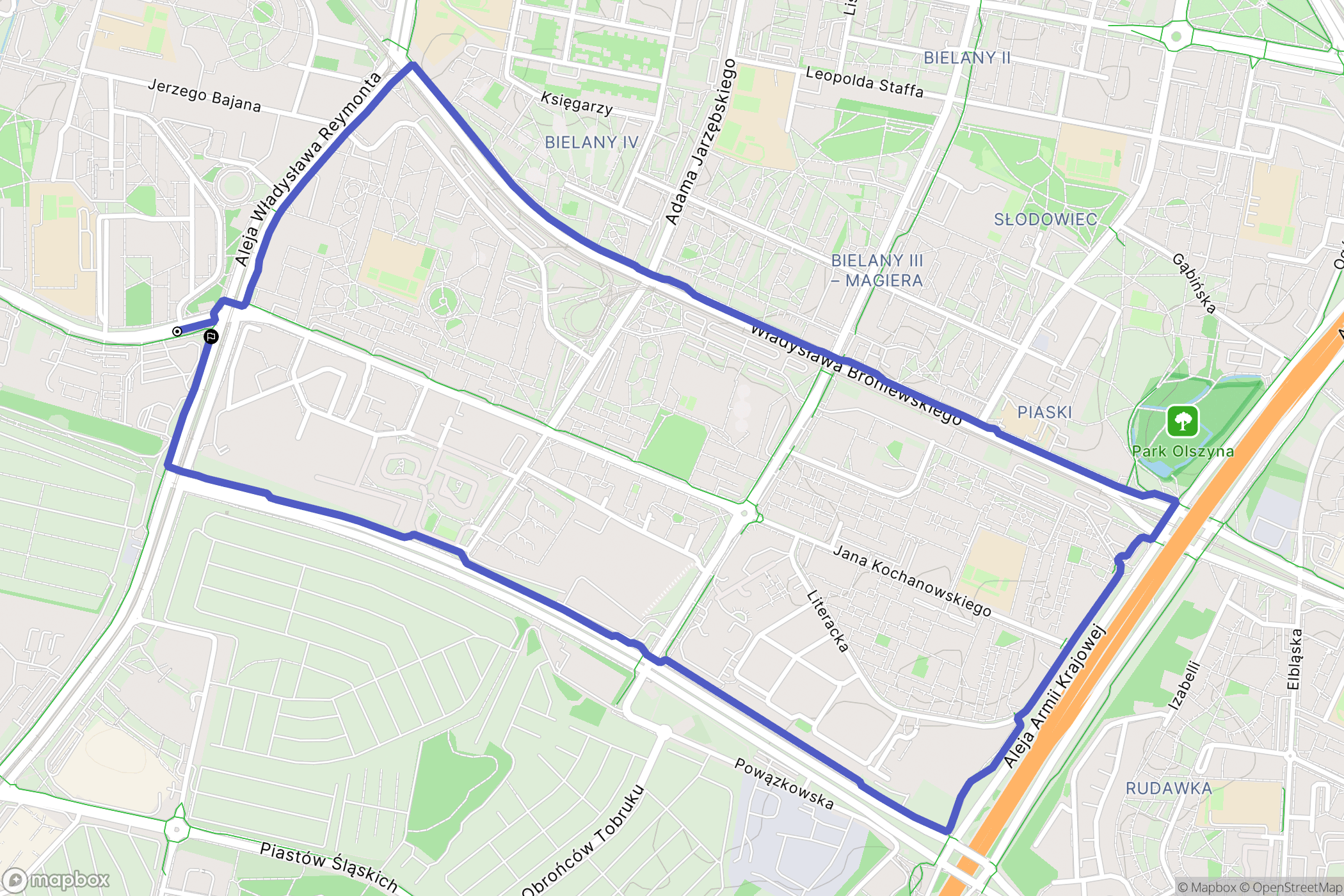 Warszawa: mapa trasy - Poland