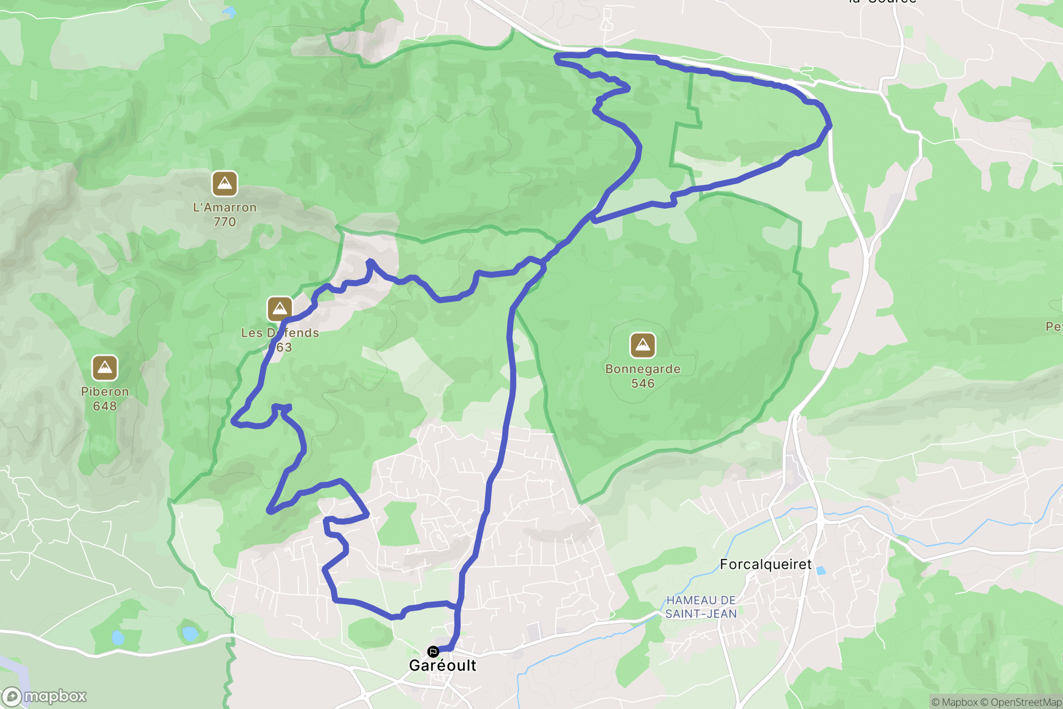 Garéoult : carte du parcours de randonnée - France