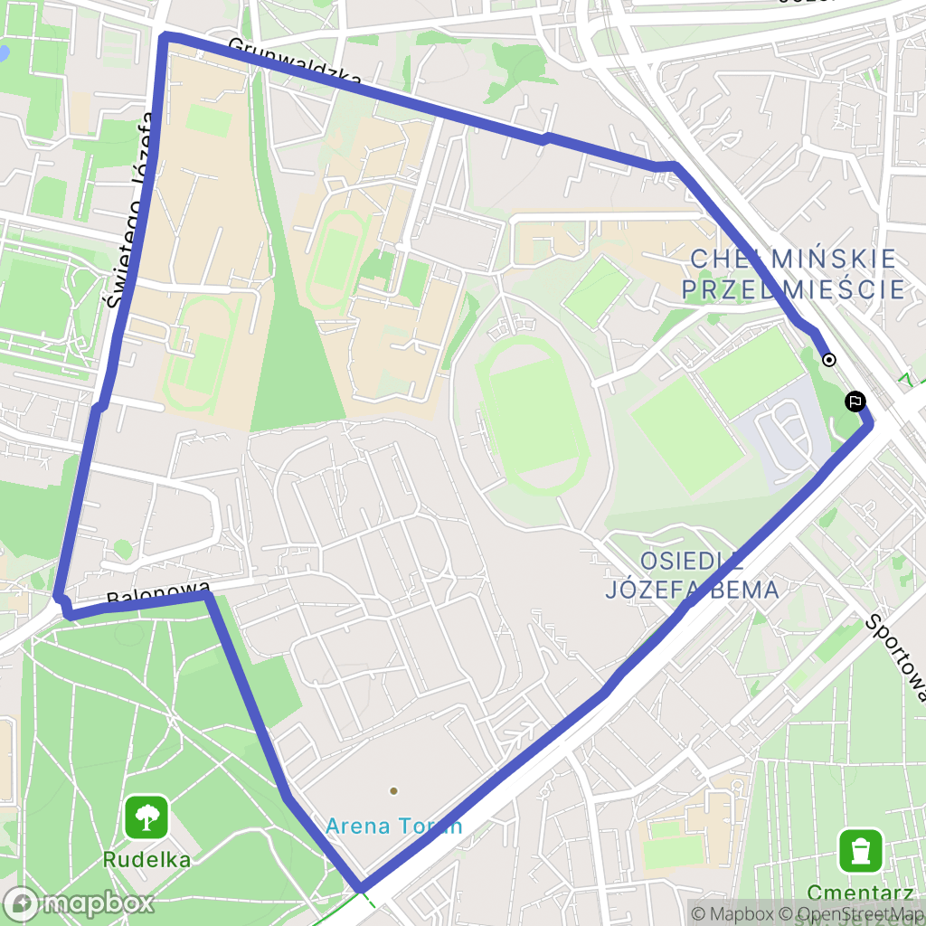 Toruń: mapa trasy - Poland