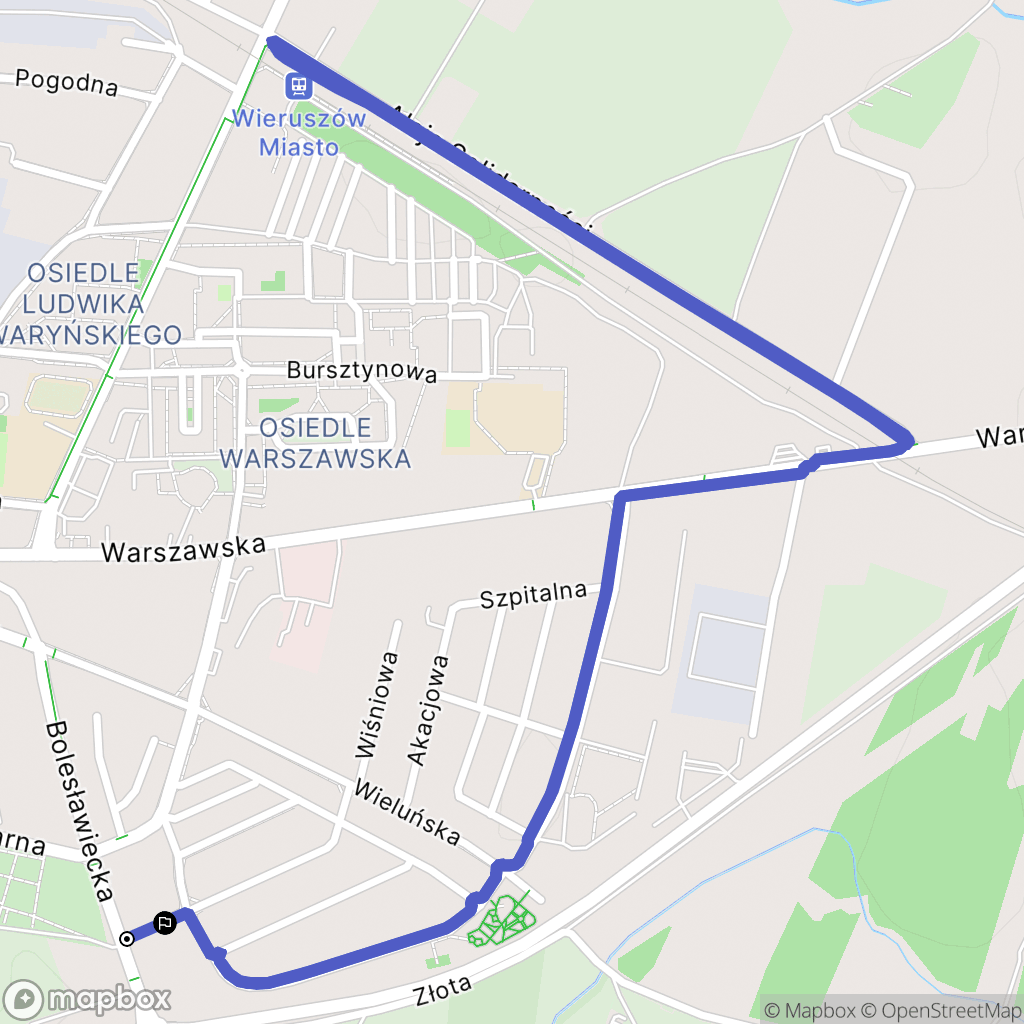 Wieruszów: mapa trasy - Poland