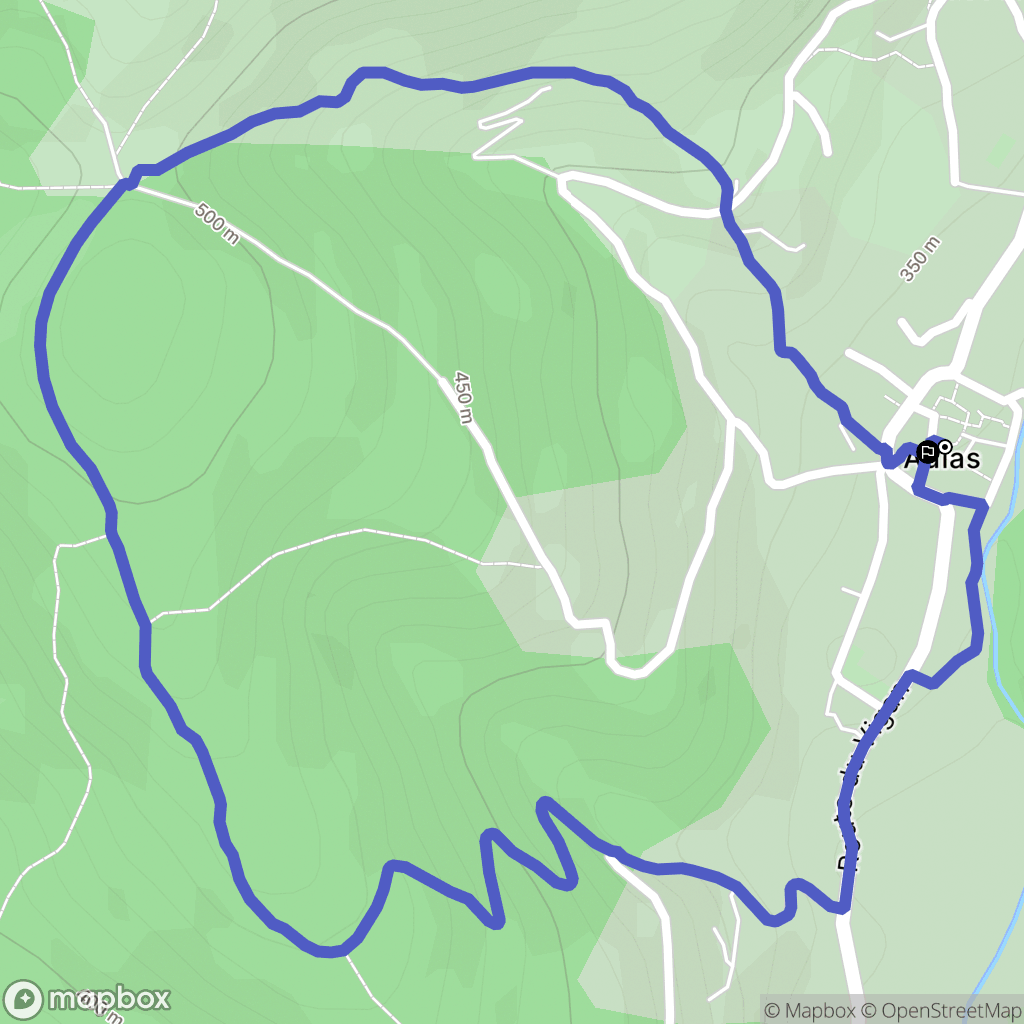 Aulas : carte du parcours de randonnée - France
