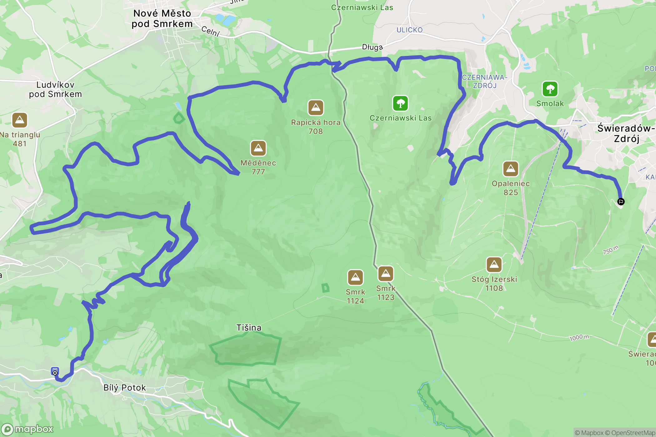 Hejnice: mapa trasy - Czechia