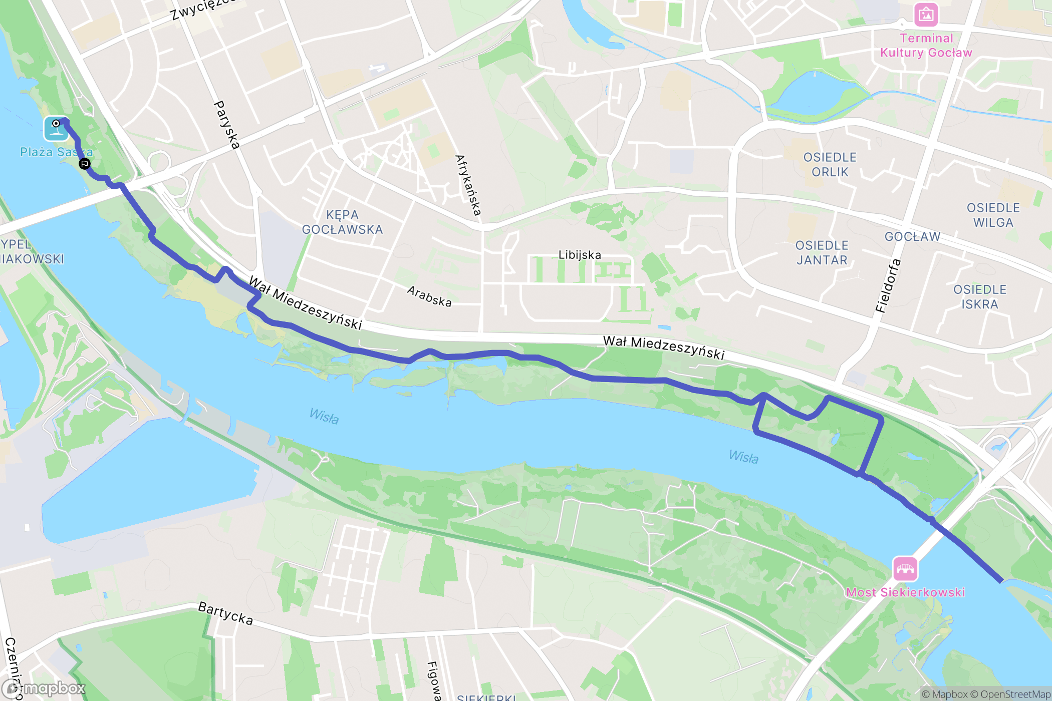 Warszawa: mapa trasy - Poland