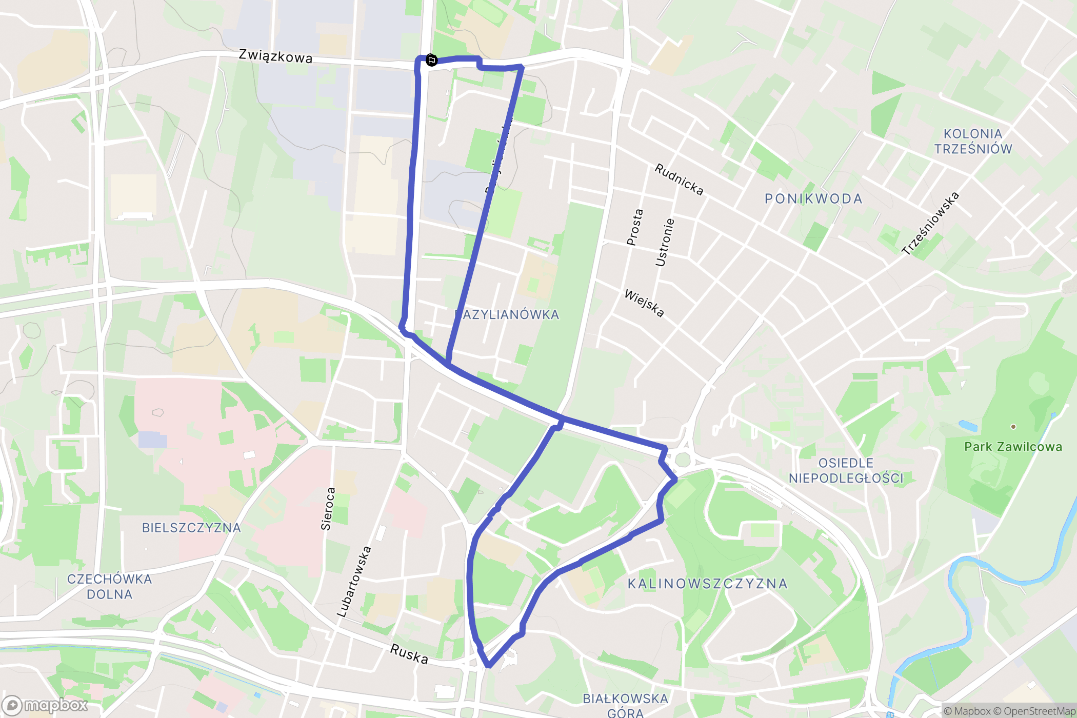 Lublin: mapa trasy - Poland