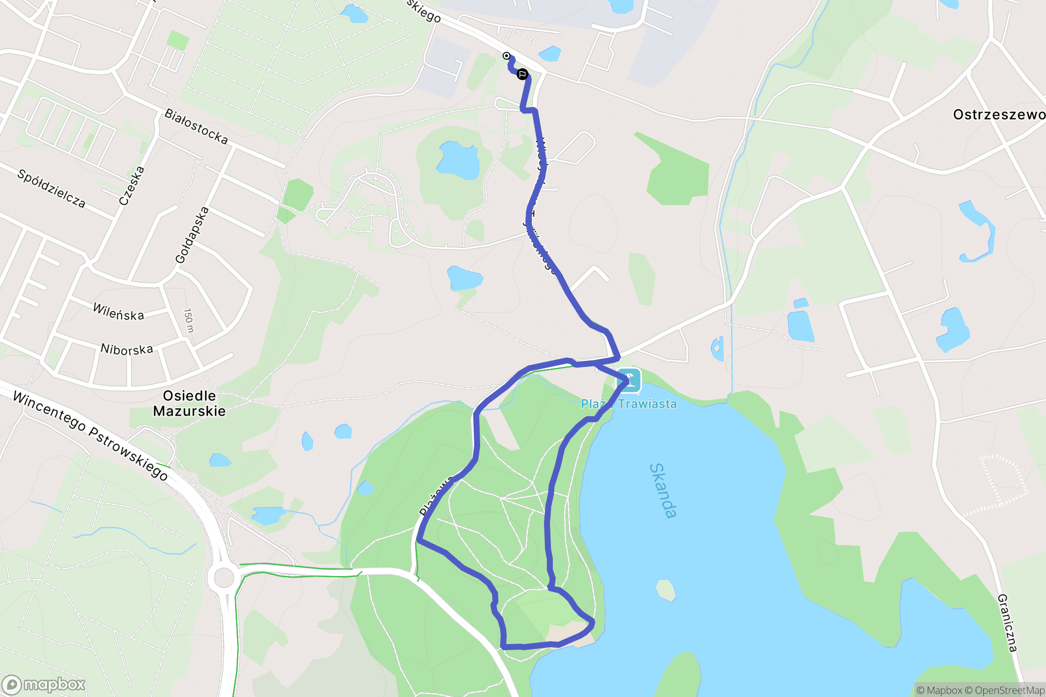 Olsztyn: mapa trasy - Poland