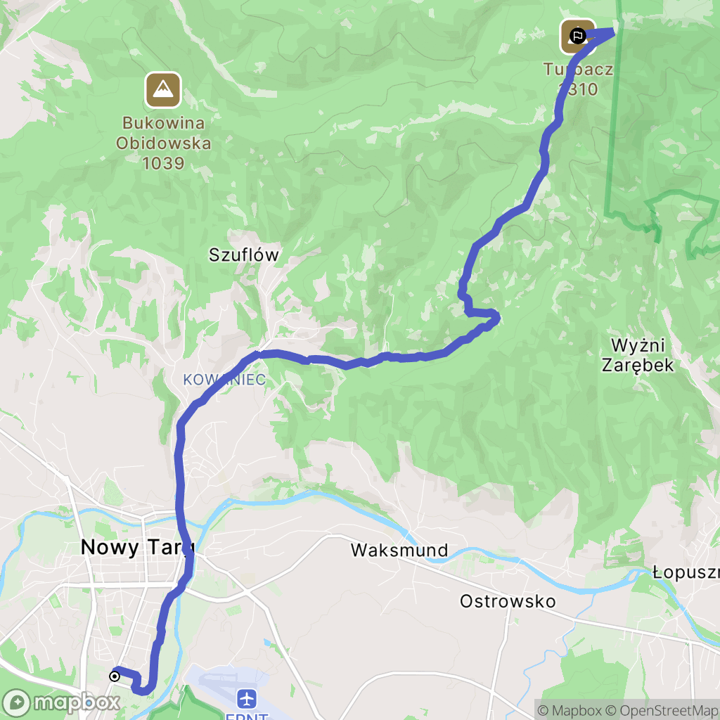 Nowy Targ: mapa trasy - Poland