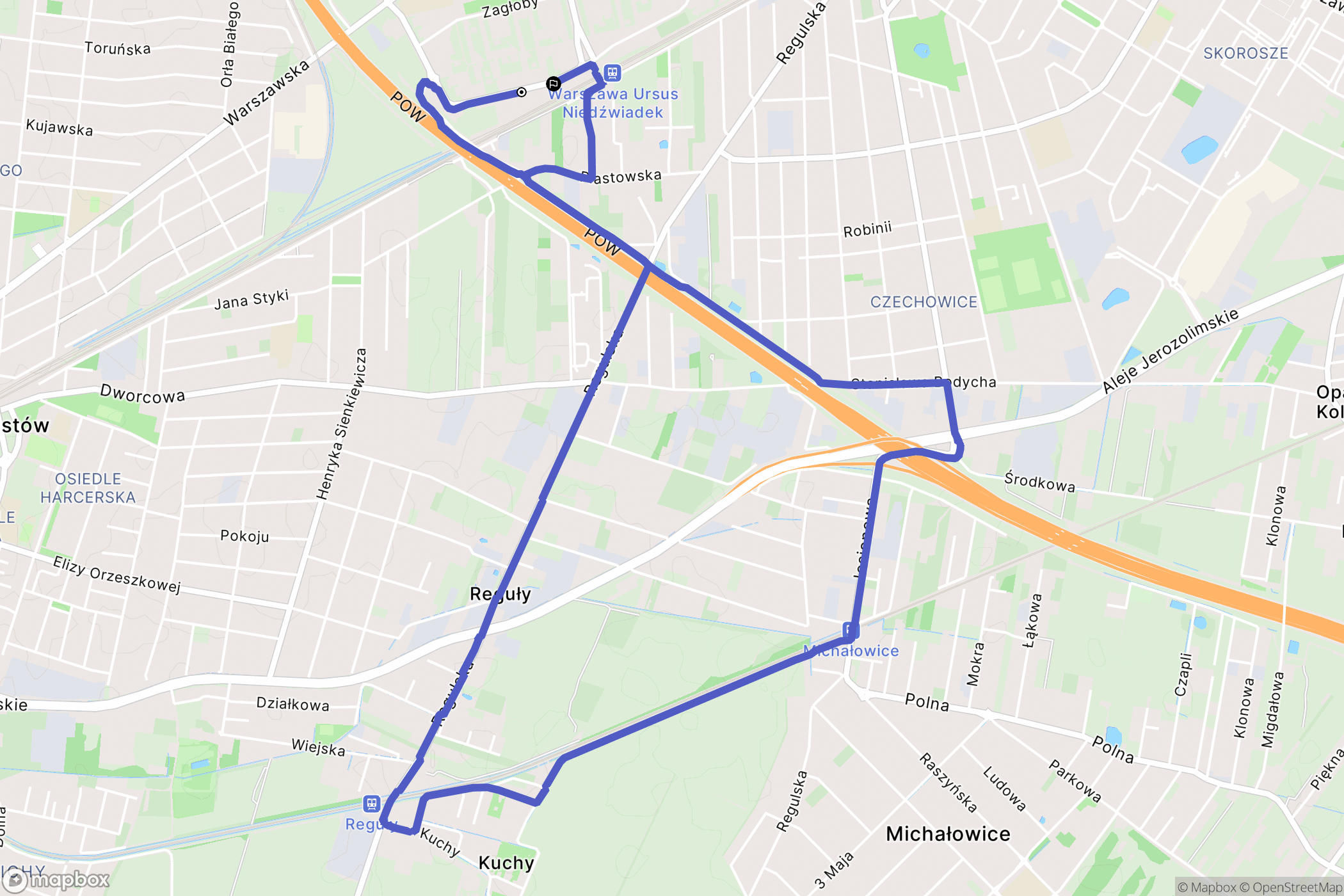 Warszawa: mapa trasy - Poland