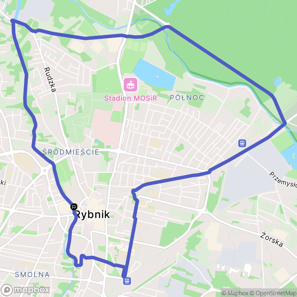 Rybnik: mapa trasy - Poland