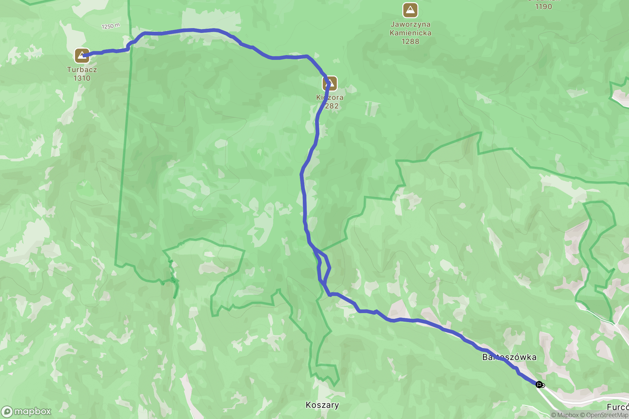 Ochotnica Górna: mapa trasy - Poland