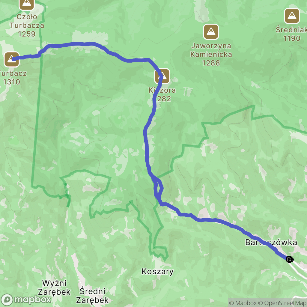 Ochotnica Górna: mapa trasy - Poland