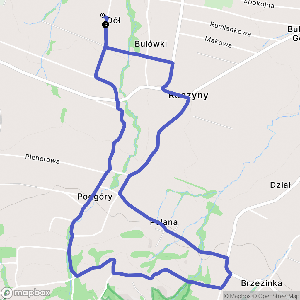 Roczyny: mapa trasy - Poland