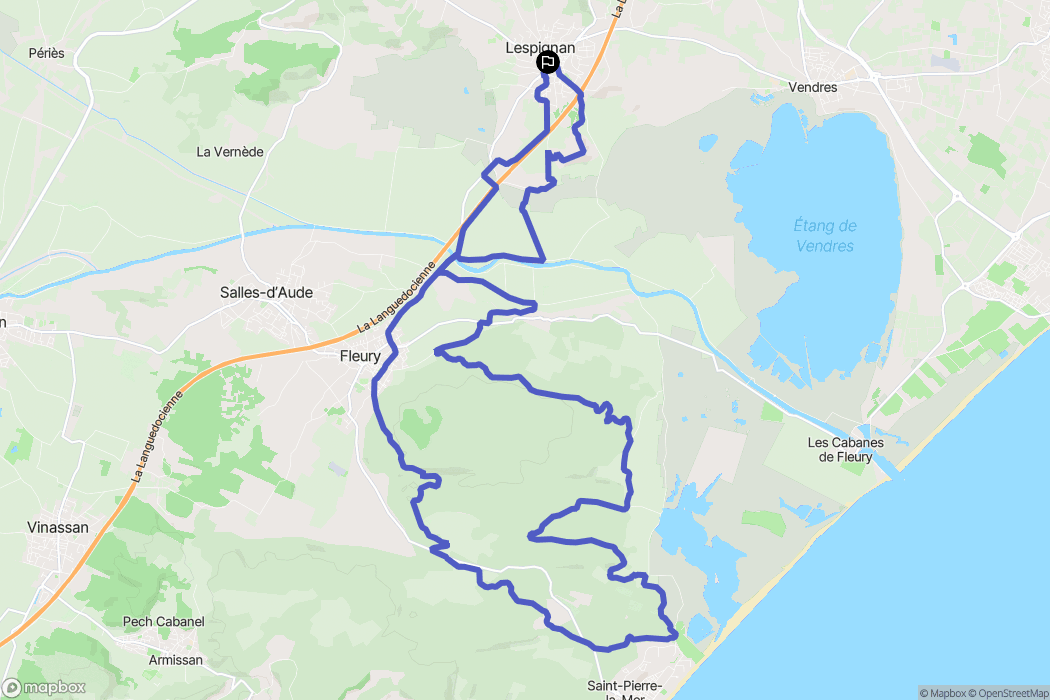 Lespignan : carte du parcours de randonnée - France
