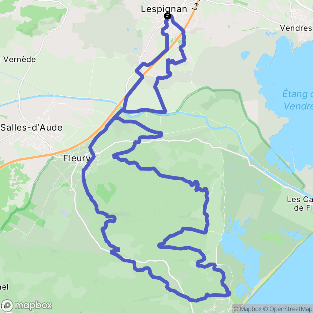 Lespignan : carte du parcours de randonnée - France