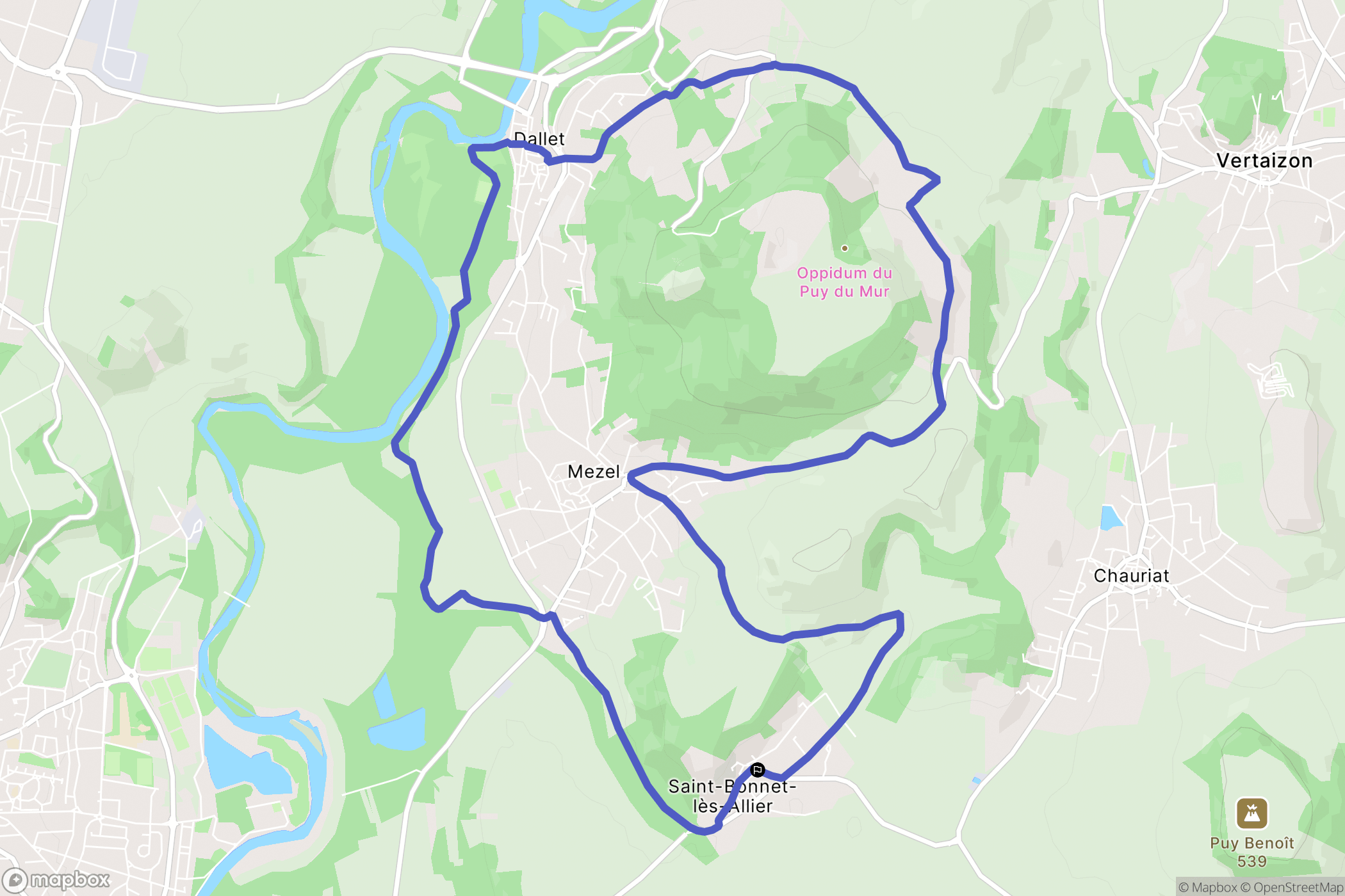 Saint-Bonnet-lès-Allier : carte du parcours de randonnée - France