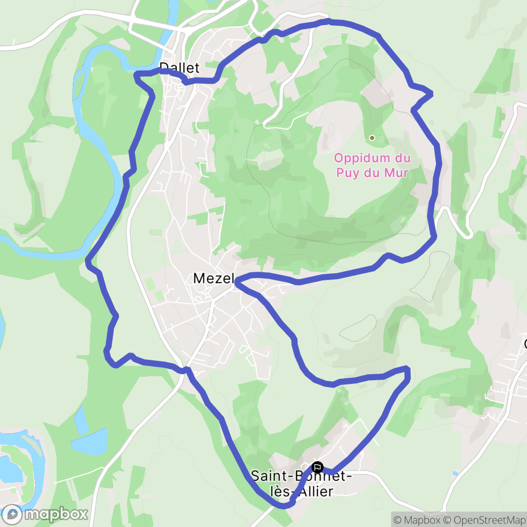 Saint-Bonnet-lès-Allier : carte du parcours de randonnée - France