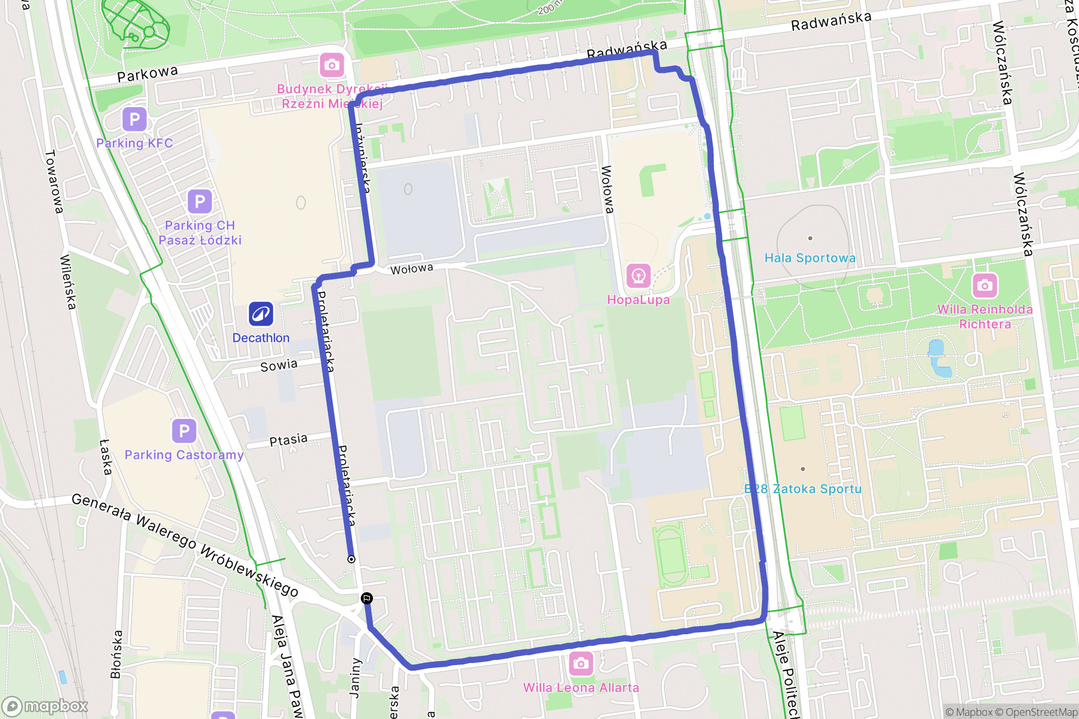 Łódź: mapa trasy - Poland
