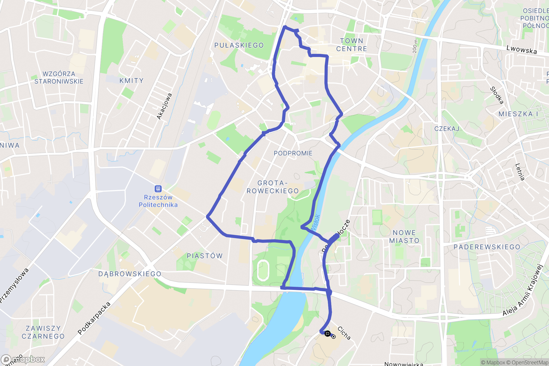 Rzeszów: mapa trasy - Poland