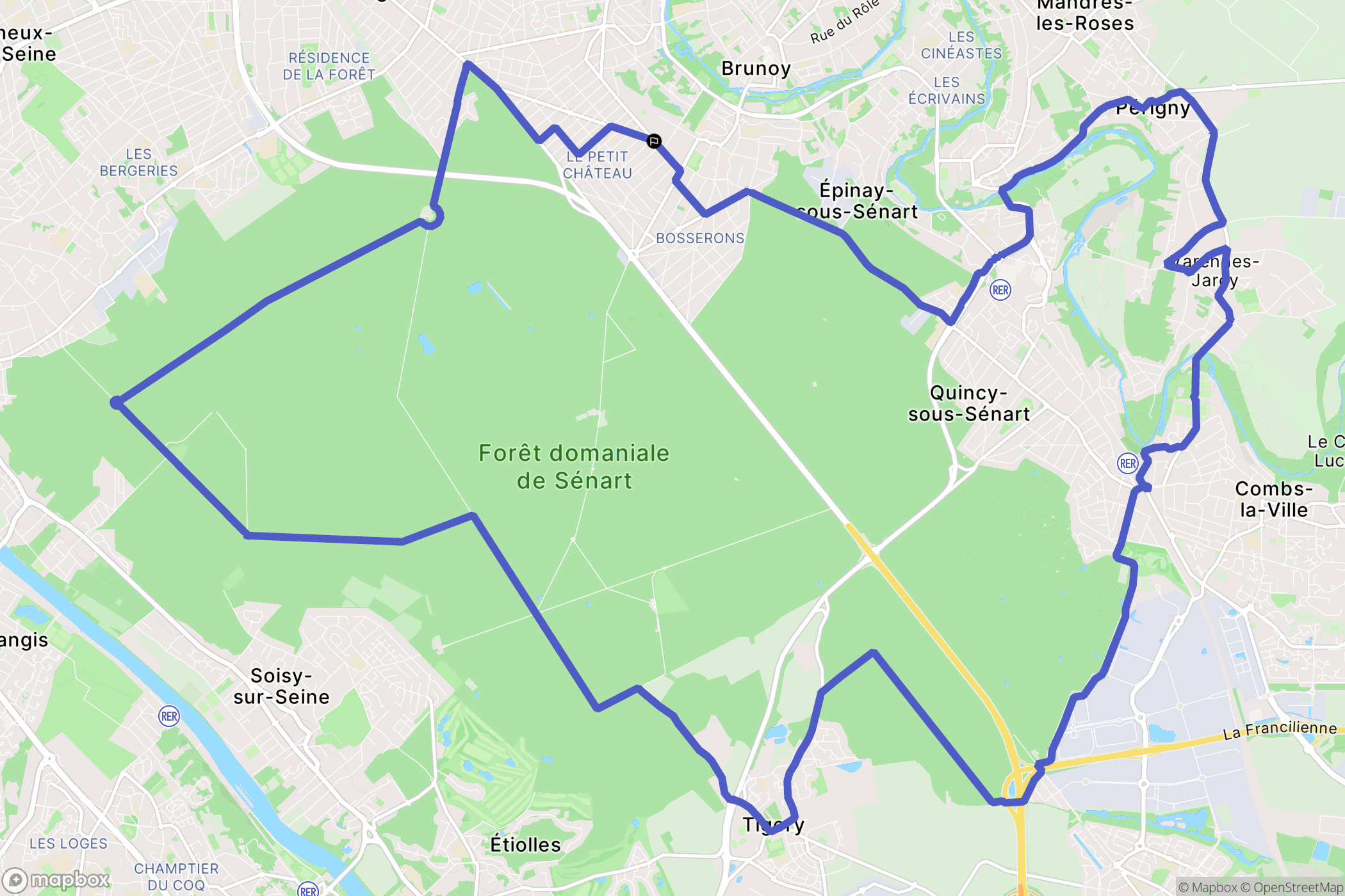 Brunoy : carte du parcours de randonnée - France