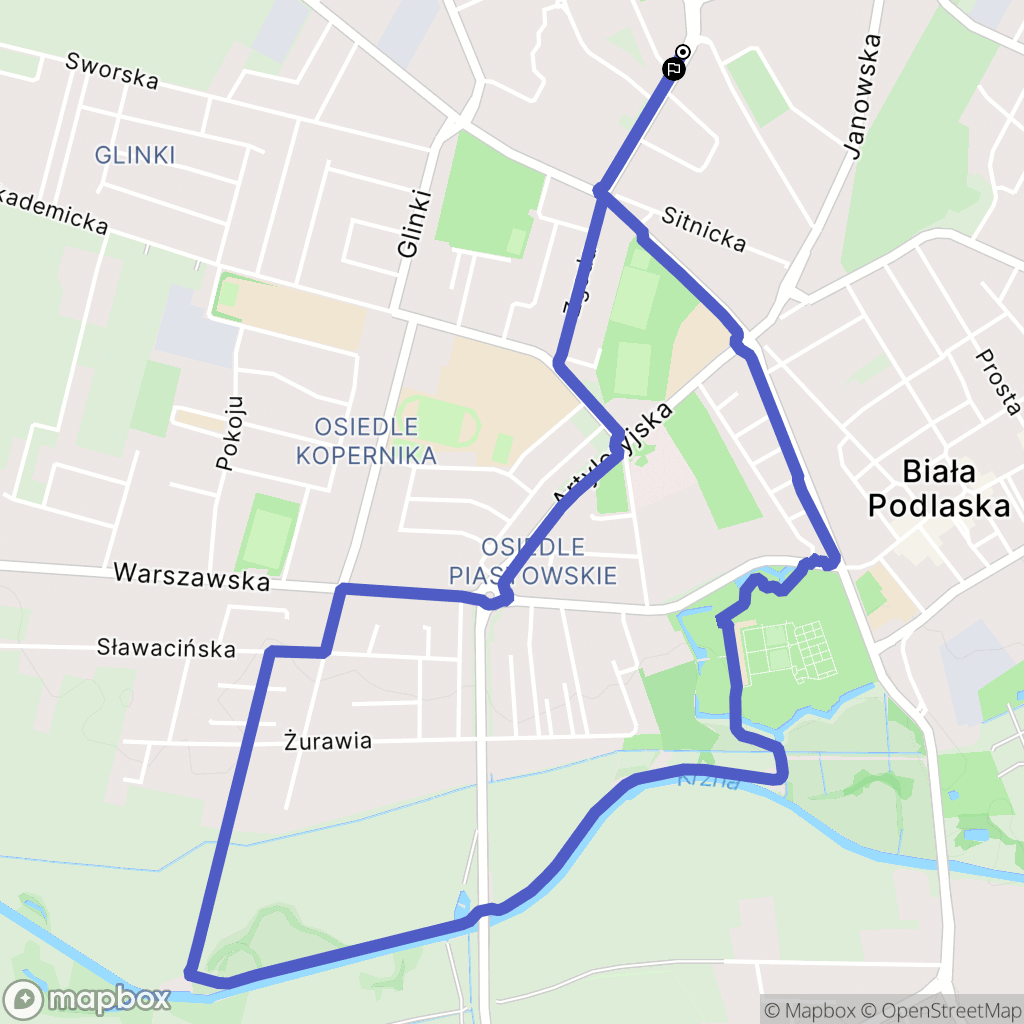 Biała Podlaska: mapa trasy - Poland