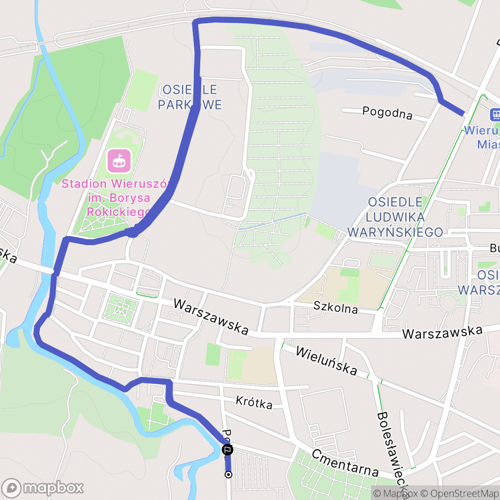 Wieruszów: mapa trasy - Poland