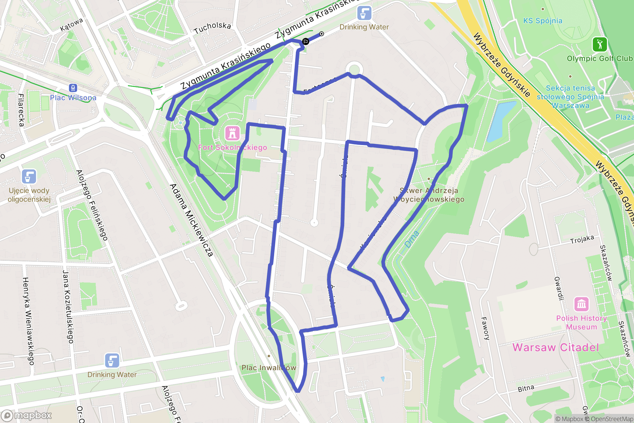 Warszawa: mapa trasy - Poland