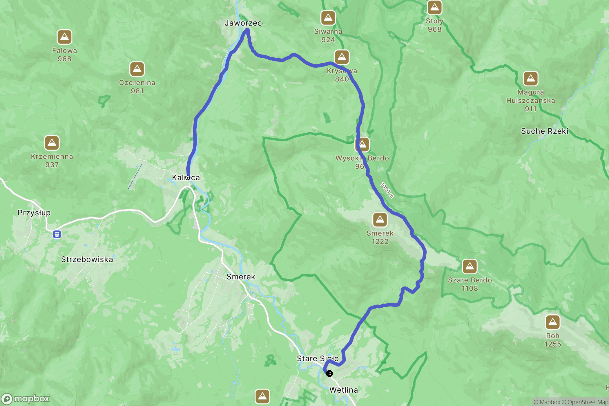 Kalnica: mapa trasy - Poland