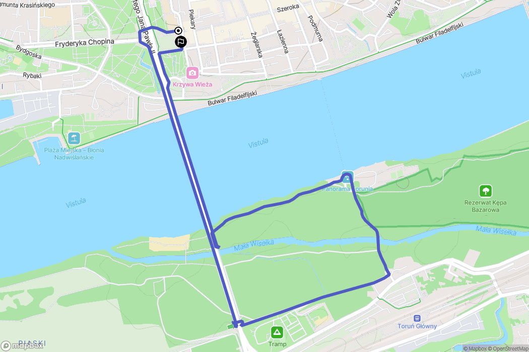 Toruń: mapa trasy - Poland