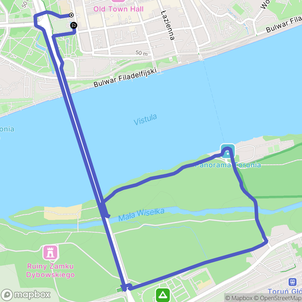 Toruń: mapa trasy - Poland