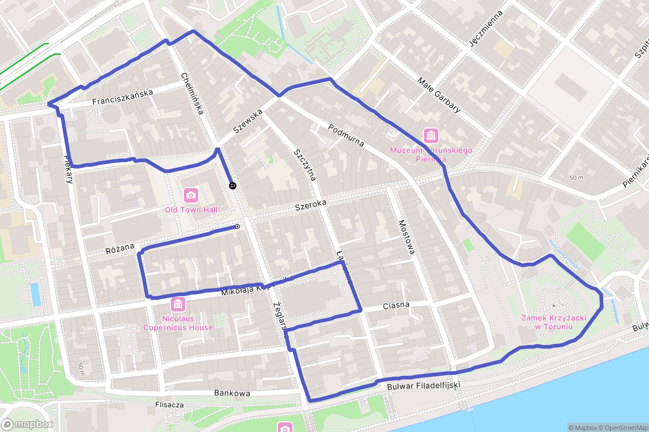 Toruń: mapa trasy - Poland