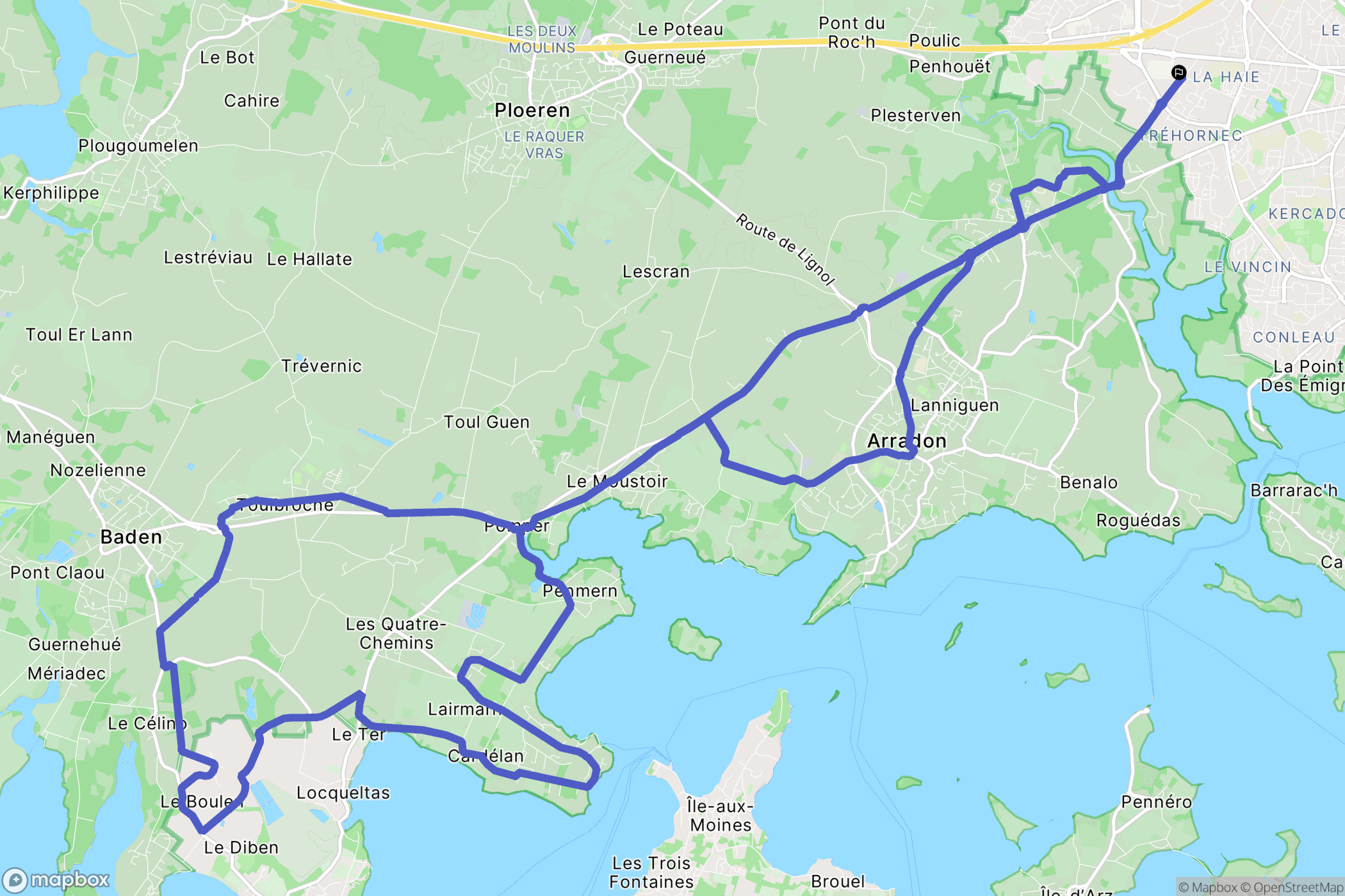 Vannes : carte du parcours de randonnée - France
