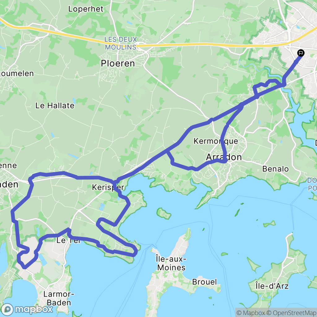 Vannes : carte du parcours de randonnée - France