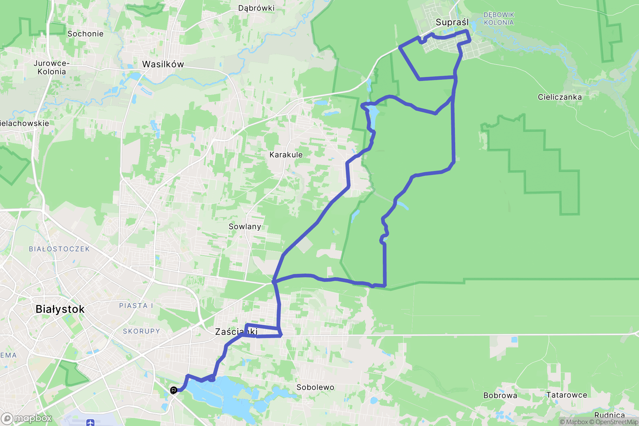 Białystok: mapa trasy - Poland