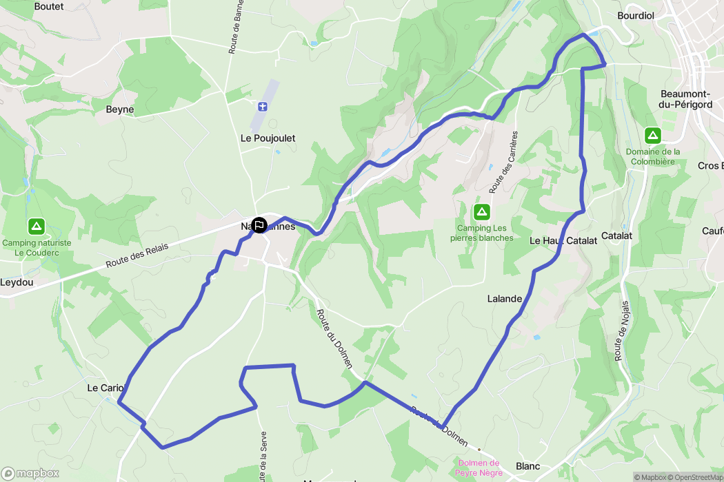 Naussannes : carte du parcours de randonnée - France