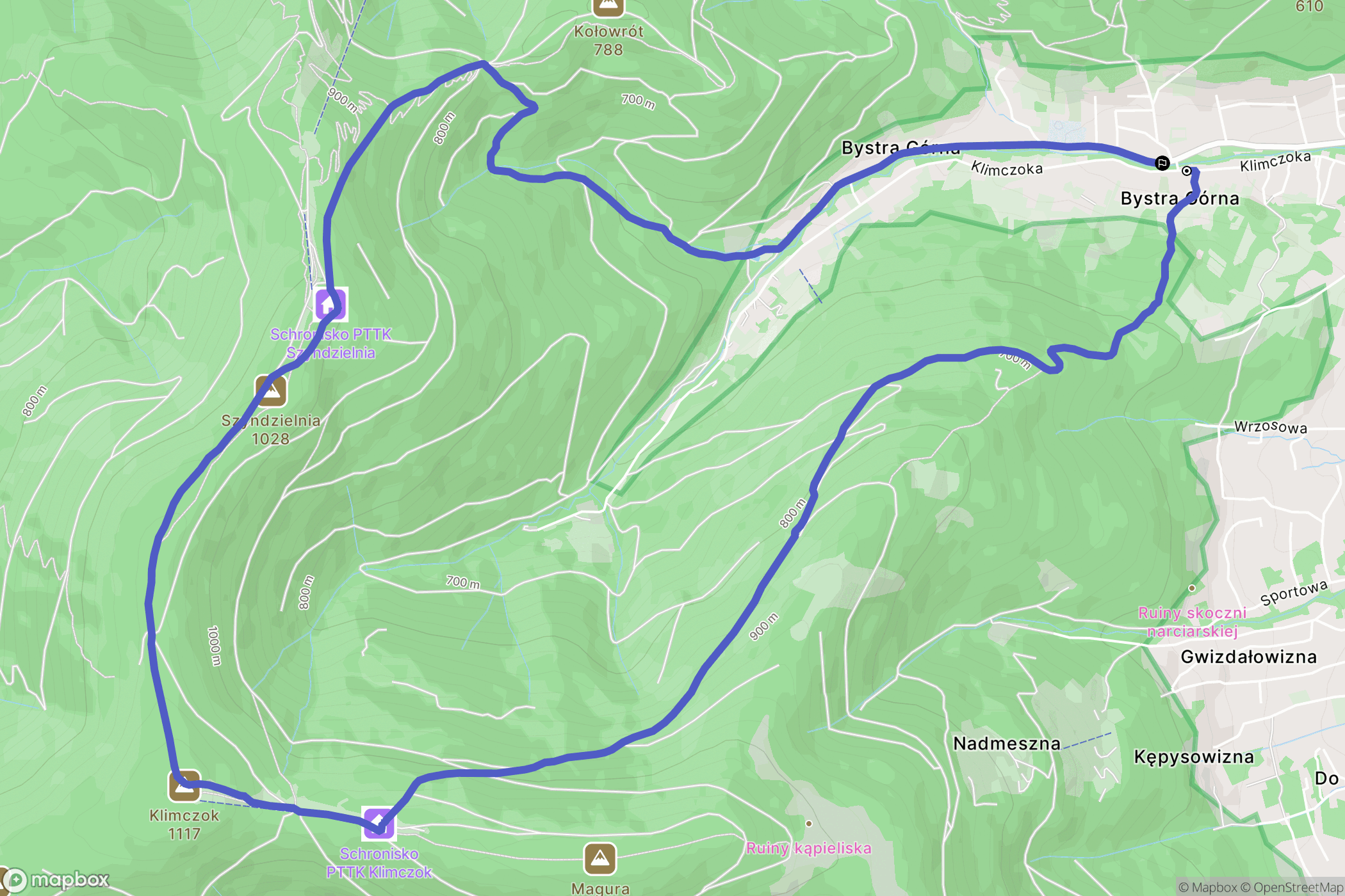 Bystra: mapa trasy - Poland
