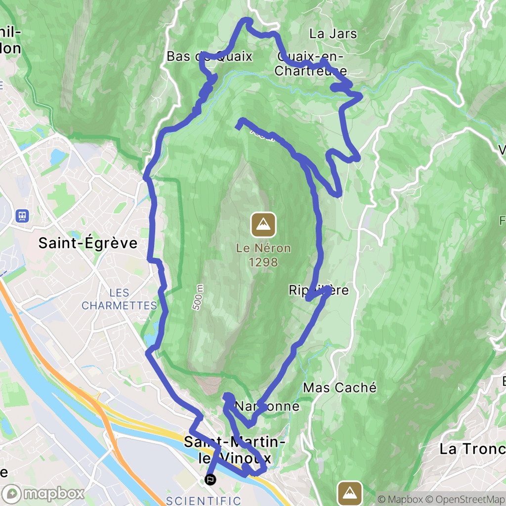 Grenoble : carte du parcours de randonnée - France