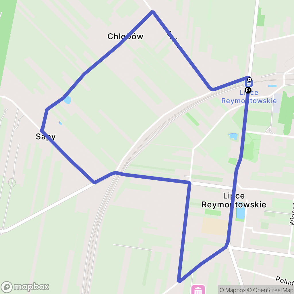 Lipce Reymontowskie: mapa trasy - Poland