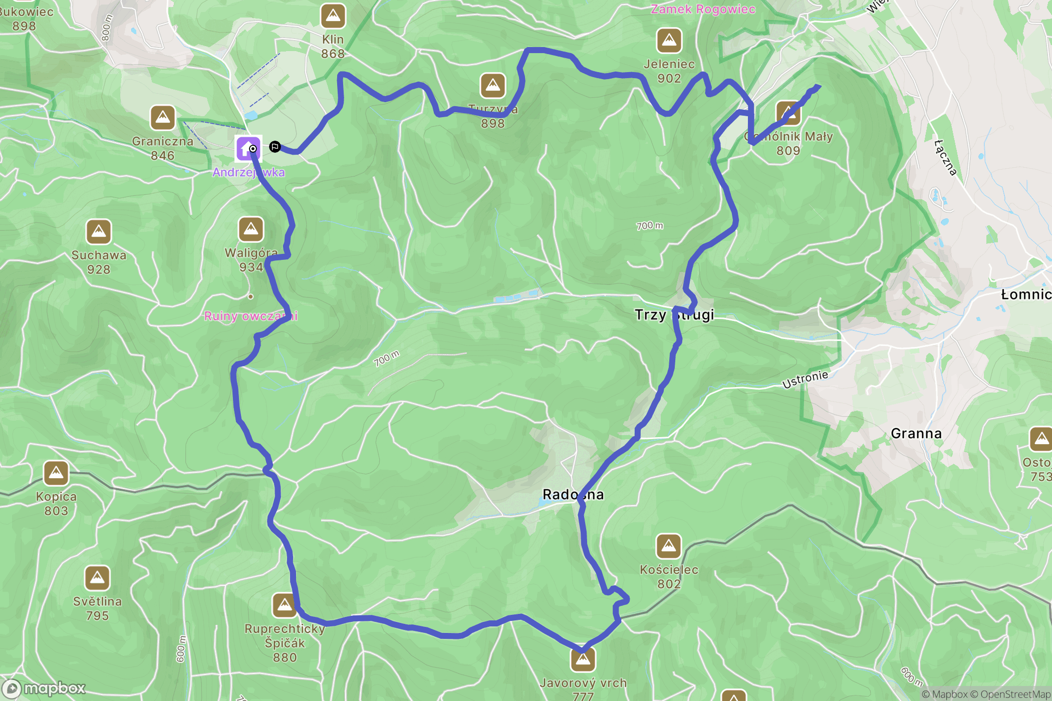 Rybnica Leśna: mapa trasy - Poland