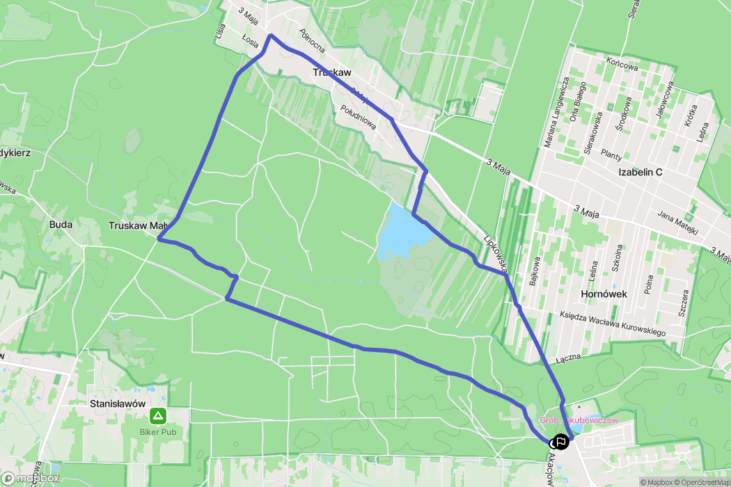 Lipków: mapa trasy - Poland