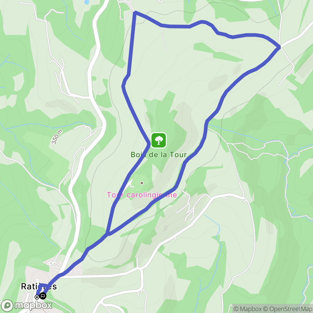 Ratières : carte du parcours de randonnée - France