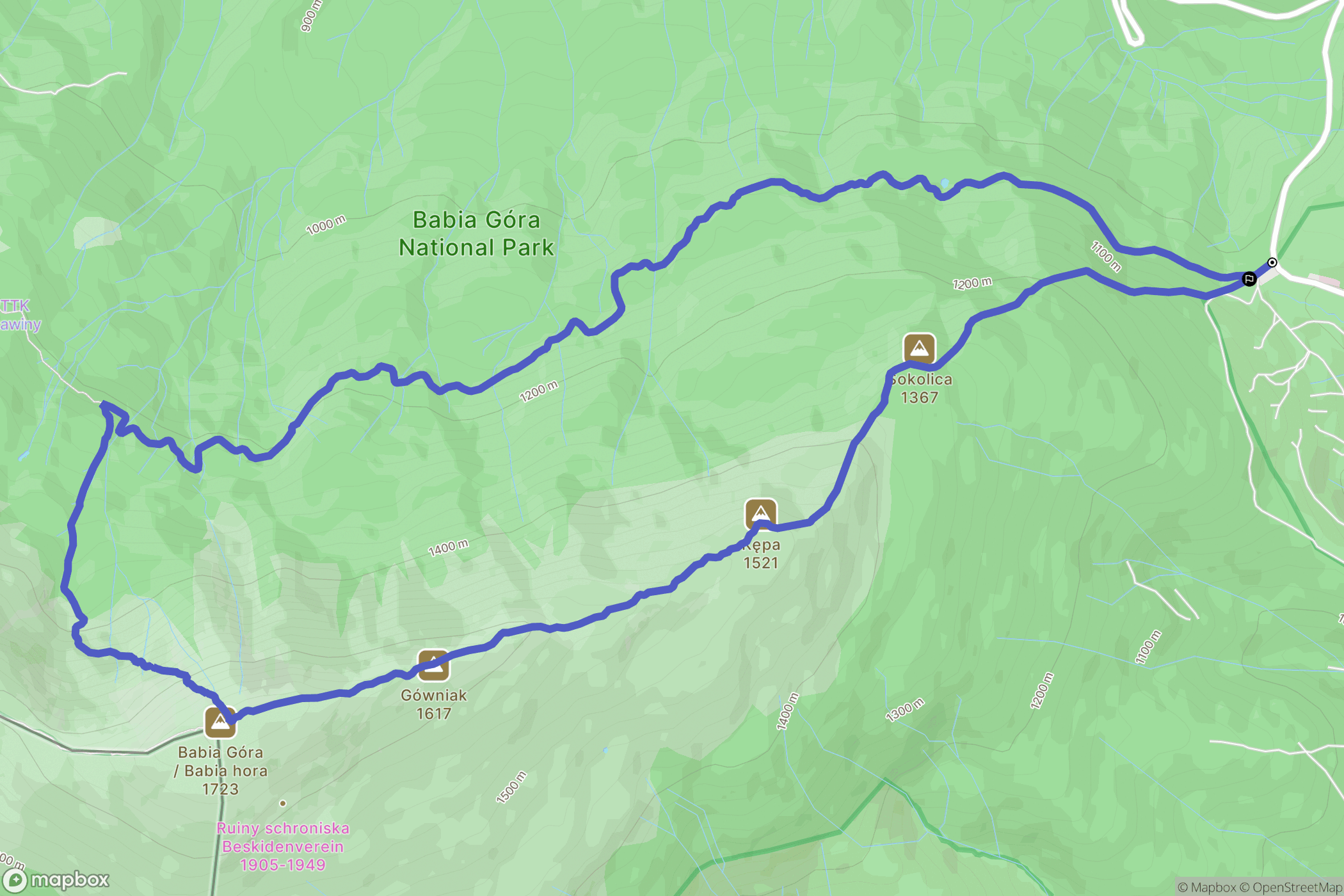 Zubrzyca Górna: mapa trasy - Poland