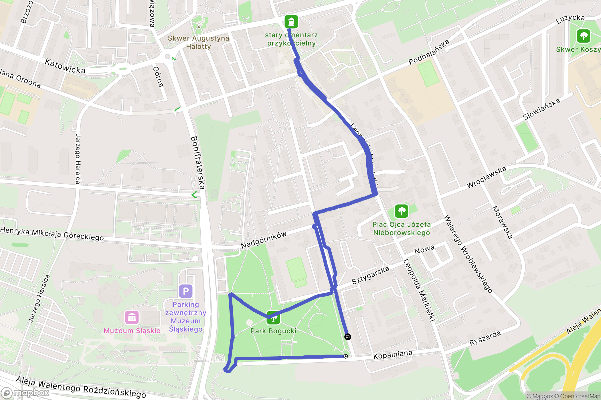 Katowice: mapa trasy - Poland