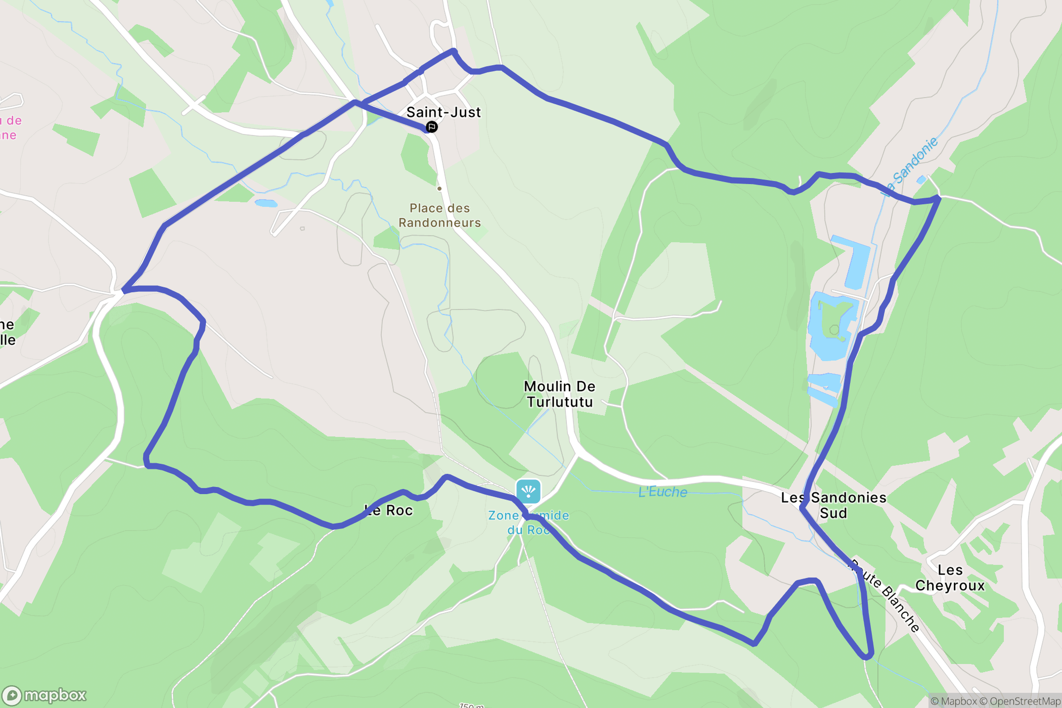 Saint-Just : carte du parcours de randonnée - France