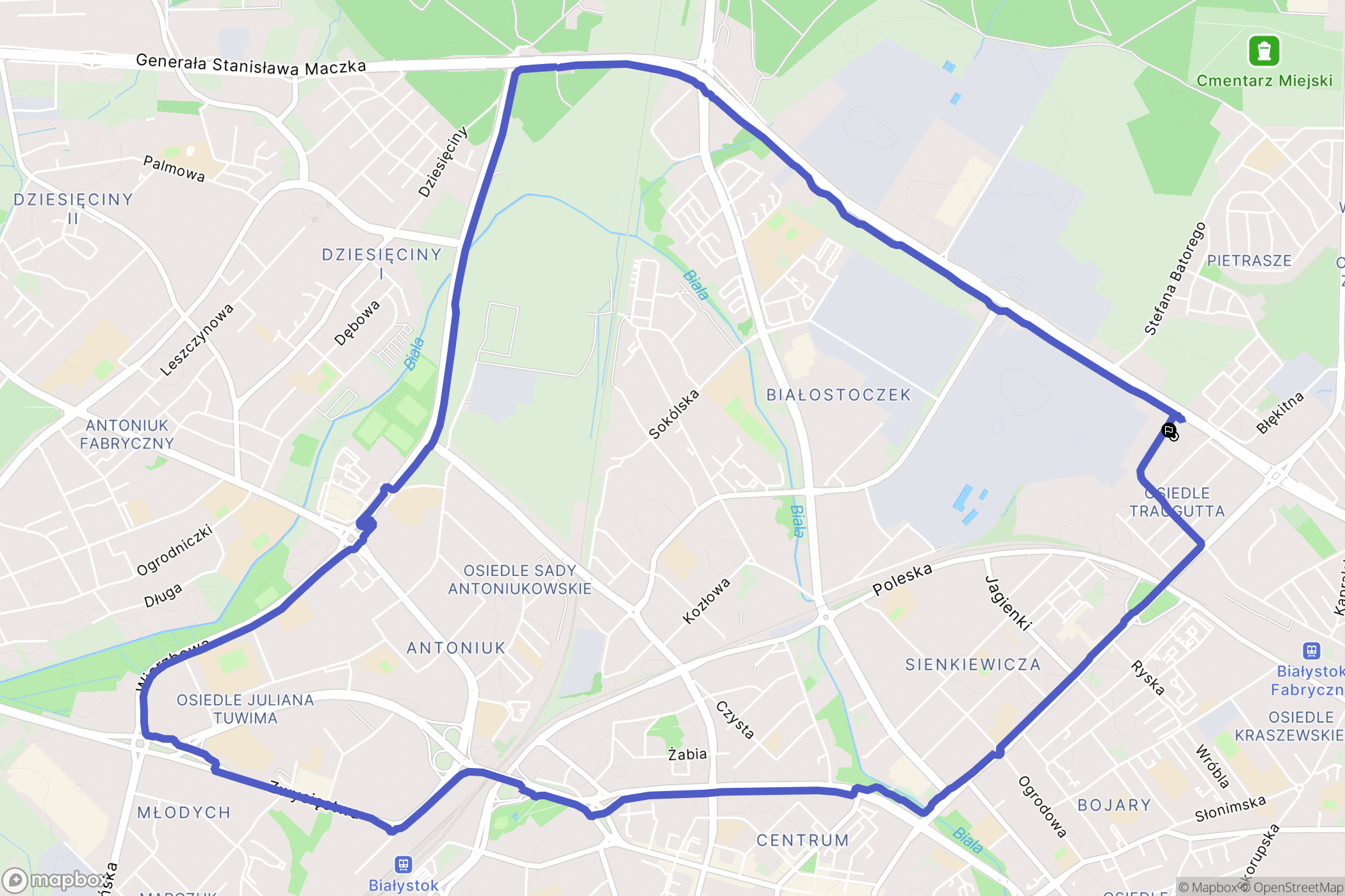 Białystok: mapa trasy - Poland